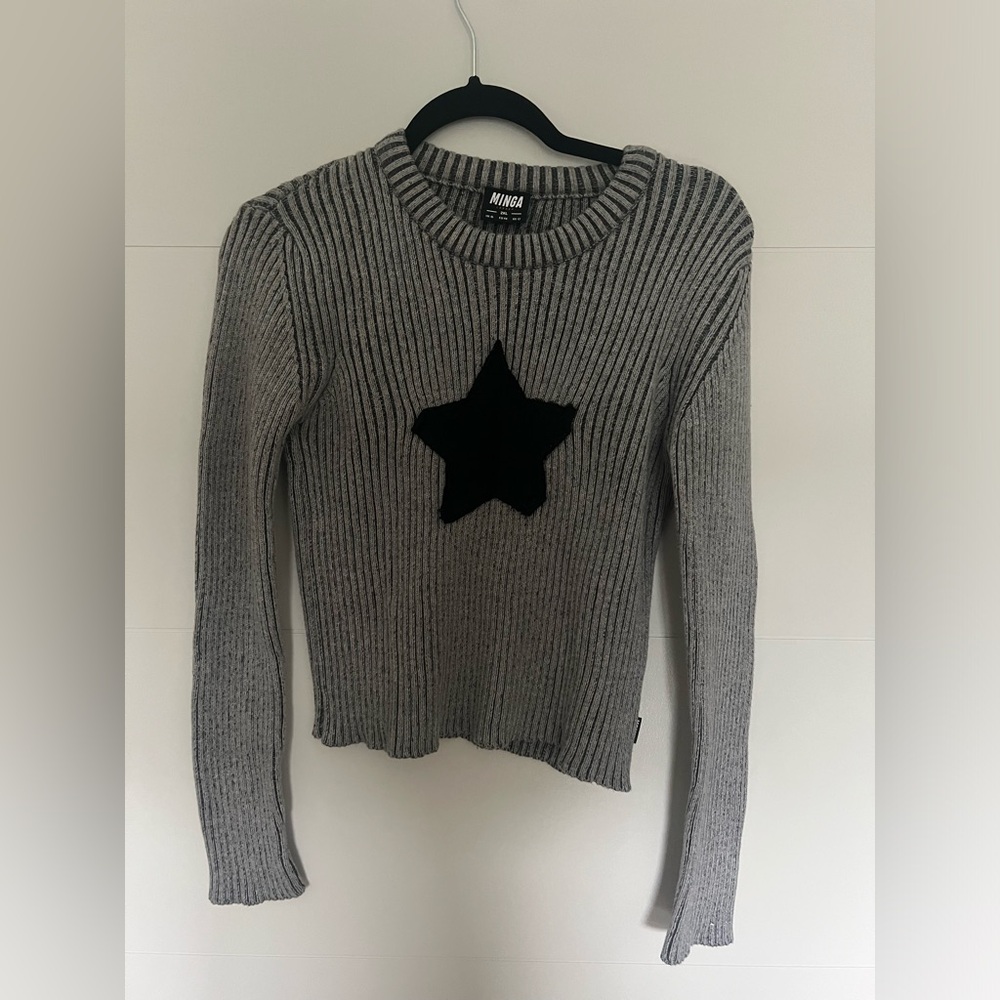 minga london star! black grey chunky knit jumper
